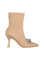 Botine dama bej din material textil Rajah