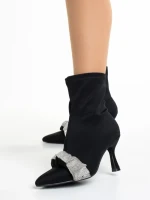 Botine dama negre din material textil Revonda