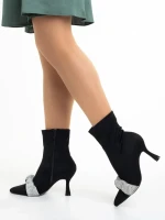 Botine dama negre din material textil Revonda