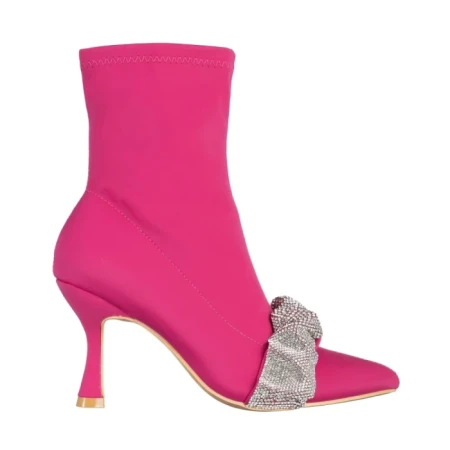 Botine dama fucsia din material textil Revonda