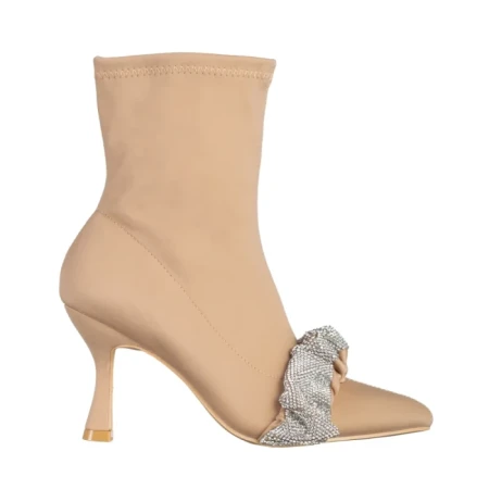 Botine dama bej din material textil Revonda