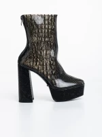 Botine dama negre din material sintetic Jessalyn