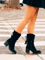 Cizme dama negre din material textil Lumina