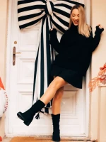 Cizme dama negre din material textil Lumina