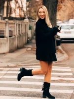 Cizme dama negre din material textil Lumina