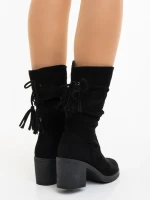 Cizme dama negre din material textil Lumina