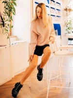 Ghete dama negre din piele ecologica Elinora