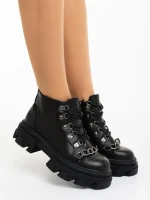 Ghete dama negre din piele ecologica Elinora