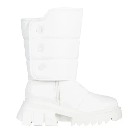 Cizme dama albe din piele ecologica Candra