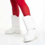 Cizme dama albe din piele ecologica Candra