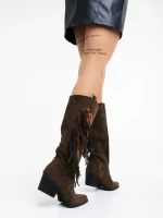 Cizme dama verzi din material textil Kally