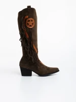 Cizme dama verzi din material textil Kally