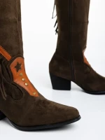 Cizme dama verzi din material textil Kally