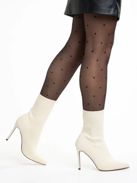 Botine dama bej din material textil Alaina