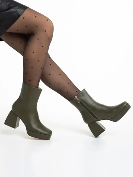 Botine dama verzi din piele ecologica Emersyn