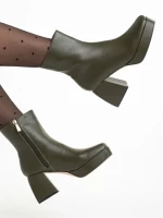 Botine dama verzi din piele ecologica Emersyn