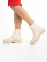 Ghete dama bej din piele ecologica Elsie