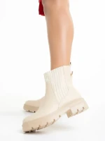 Ghete dama bej din piele ecologica Elsie