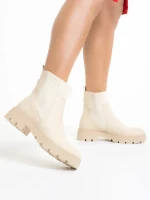 Ghete dama bej din piele ecologica Elsie