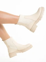 Ghete dama bej din piele ecologica Elsie