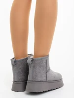 Cizme dama gri din material textil Amelina