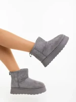 Cizme dama gri din material textil Amelina