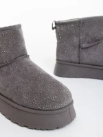 Cizme dama gri din material textil Amelina