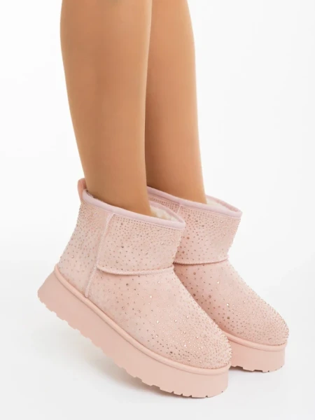 Cizme dama roz din material textil Amelina