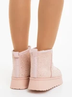 Cizme dama roz din material textil Amelina