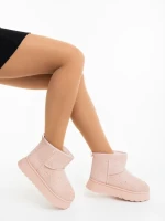 Cizme dama roz din material textil Amelina
