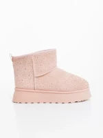 Cizme dama roz din material textil Amelina