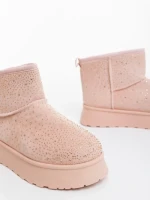 Cizme dama roz din material textil Amelina