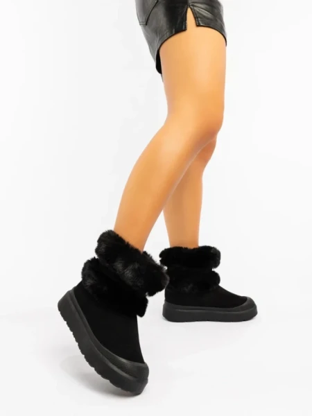 Cizme dama negre din material textil Razenda