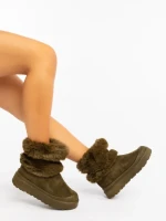 Cizme dama verzi  din material textil Razenda