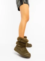 Cizme dama verzi  din material textil Razenda