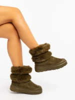 Cizme dama verzi  din material textil Razenda