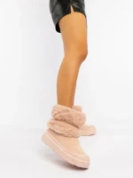 Cizme dama roz din material textil Razenda