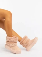 Cizme dama roz din material textil Razenda