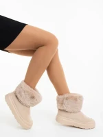 Cizme dama bej din material textil Nelina