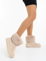 Cizme dama bej din material textil Nelina