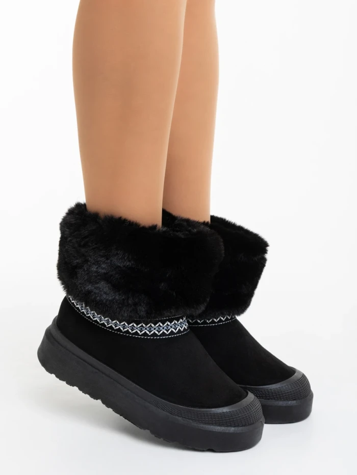 Cizme dama negre din material textil Nelina