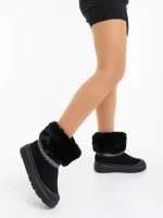 Cizme dama negre din material textil Nelina