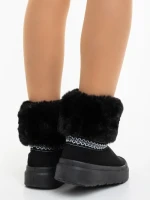 Cizme dama negre din material textil Nelina