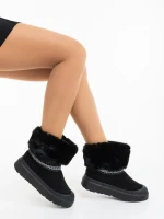 Cizme dama negre din material textil Nelina