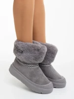 Cizme dama gri din material textil Nelina