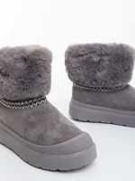 Cizme dama gri din material textil Nelina