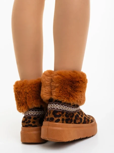 Cizme dama leopard din material textil Nelina