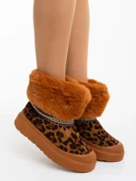 Cizme dama leopard din material textil Nelina