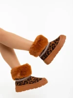 Cizme dama leopard din material textil Nelina