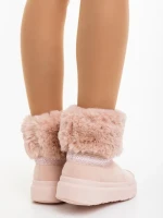 Cizme dama roz din material textil Nelina